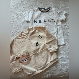 Mayoral Beige Bear Sweatshirt and White Hello T-Shirt